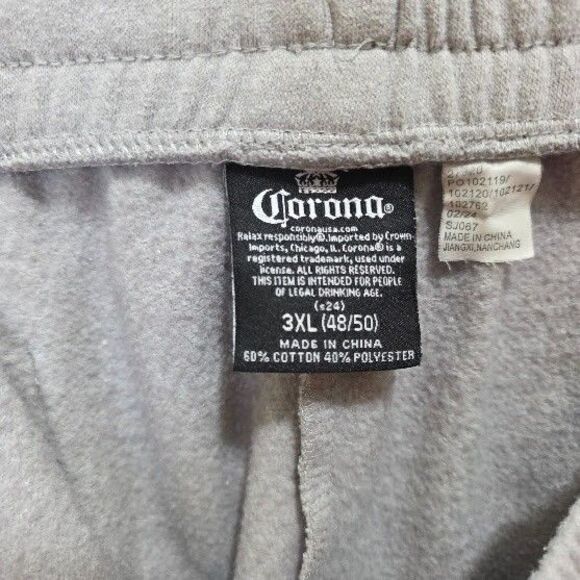 Corona "La Vida Más Fina" Men Heather Gray Lounge Sleep Sweat Shorts (48/50) 3XL - Picture 6 of 9